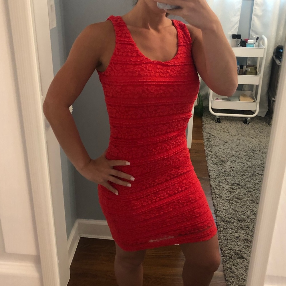 Forever 21 Coral Lace Tank Dress